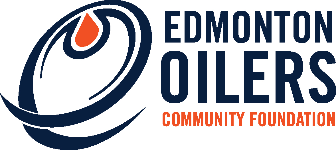 Dark blue and orange Edmonton Oilers Community Foundation logo.